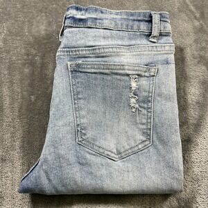 Pink Lily Jeans Womens 9 Blue Distressed Raw Hem Skinny Mom Denim
